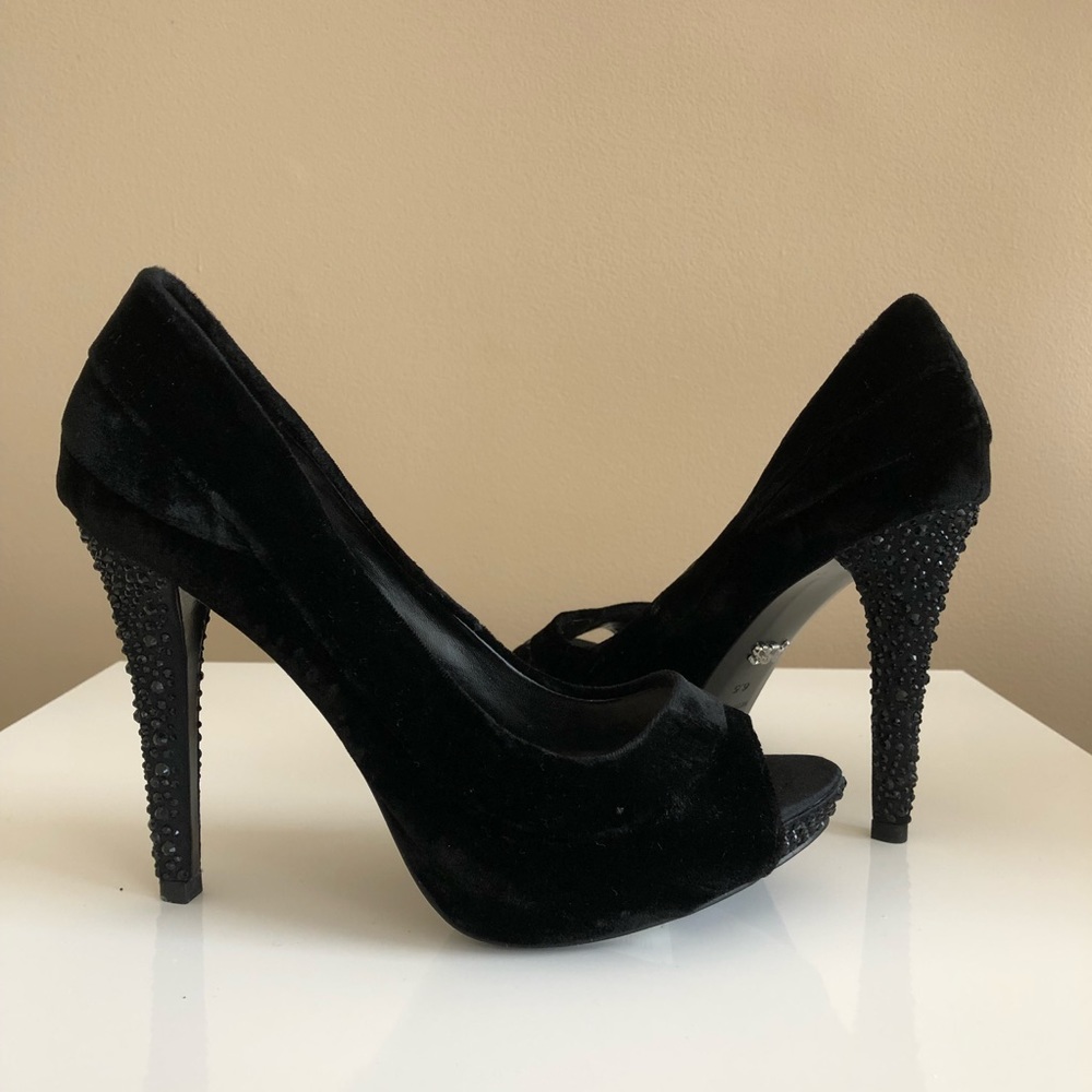 Black velvet shoes with sparkly heels!
